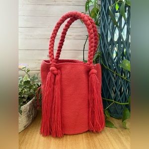 Summer Chic Bright Pink Tote Bag - Handwoven Boho Chic Top Handle Bag